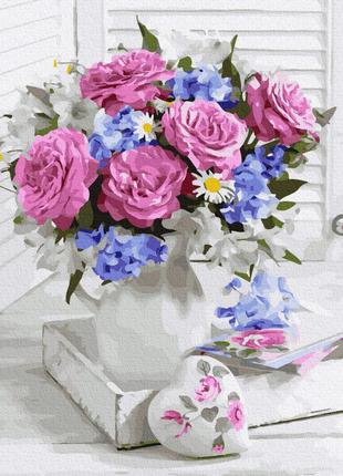 Картина по номерам букет с розовыми розами