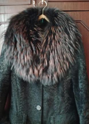 Пальто зимнее, натуральный стриженный мех