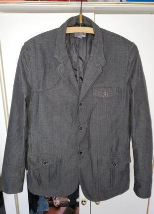 Сірий піджак з візерунком "у ялинку" куртка жакет h&m (xl-l)