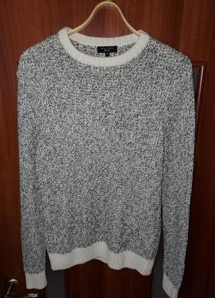 Мужской вязаный черно-белый свитер new look