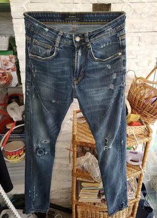 Мужские стильные джинсы с потертостями zara (30 р)