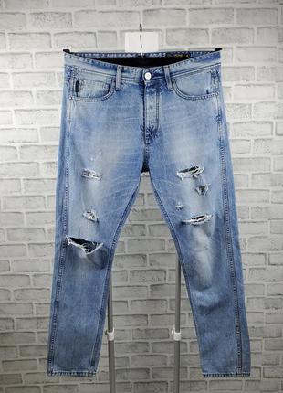 Мужские светлые джинсы с потертостями jack & jones 32 р