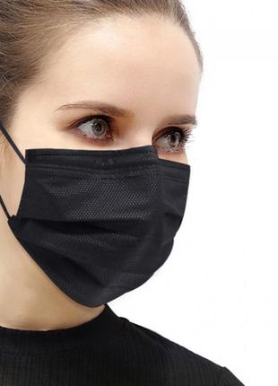 Медична чорна маска захисна 30 шт