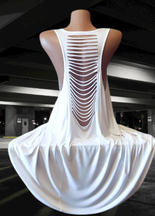 Белое рваное платье, сарафан, туника из вискозы, универсальный...