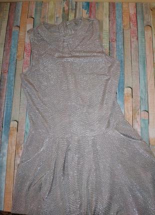 Нарядное серебристое платье 13-14 лет