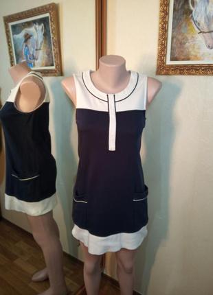 Платье туника из хлопка в винтажном стиле трикотаж 8 размер