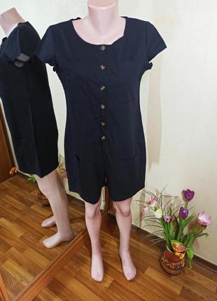 Черный летний комбинезон с шортами размер л