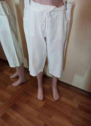 Летние белые бриджи из лен/вискоза шорты ledieswear 14 размер