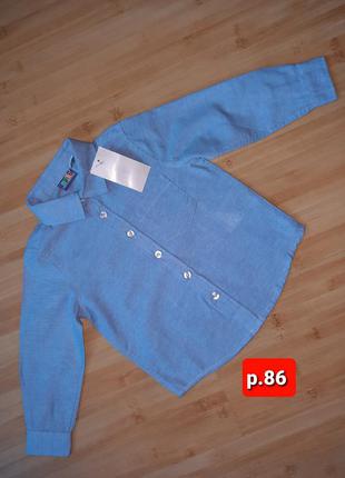 Стильная рубашка lupilu для мальчика сорочка лупилу голубая