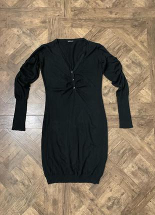 Черное теплое, плотное платье phard, осень-зима