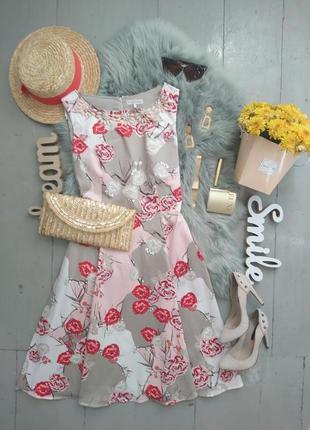 Распродажа!!! платье миди в стиле 50-хх цветочный принт №490