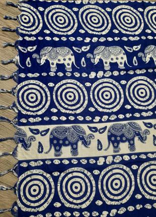 Шарф со слонами, палантин из натуральной ткани