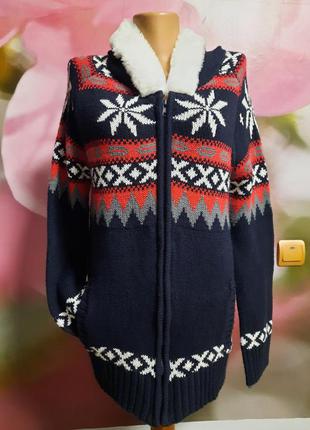 Красивенный зимний свитер на молнии, кардиган