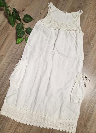 Белое льняное платье италия