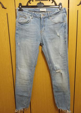 Стрейчеві джинси завужені рвані фірмові, zara woman