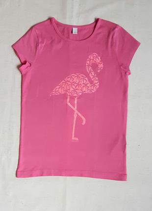 Розовая футболка фламинго esprit германия на 8-9 лет (128-134см)