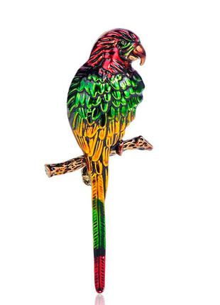 Брошь-кулон женская бижутерия с эмалью птицы попугай br111022 ...
