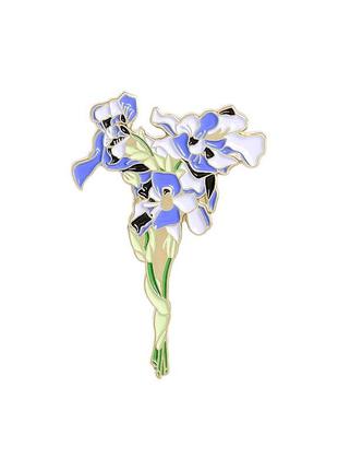 Брошь-значок с эмалью цветы ирисы brgv111516