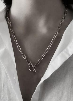 Тренд серебристое колье лассо минимализм цепь чокер ожерелье