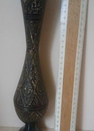 Винтажная ваза, черный металл с гравировкой рисунка, Алжир,196...