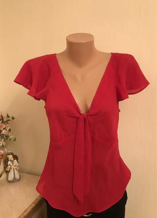 Блуза,кофта,красная блюзочка,v - декольте