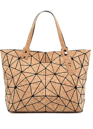 Женская сумка из пробки с геометрическим рисунком