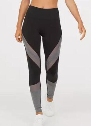 Новые спортивные лосины h&m со вставкам и сетки. размер l-xl