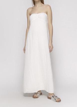 Белое длинное платье сарафан бюстье