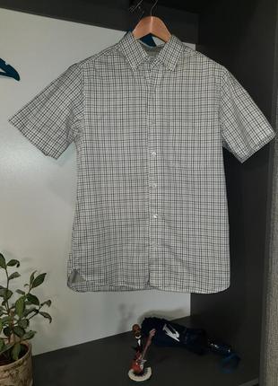 Рубашка с коротким рукавом шведка сорочка хлопок в клетку
