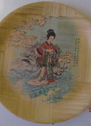 Винтажная раритетная китайская бамбуковая тарелка, 60-е годы 1...