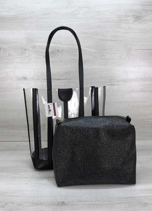Черная сумка прозрачная сумка шоппер силиконовая сумка силикон...