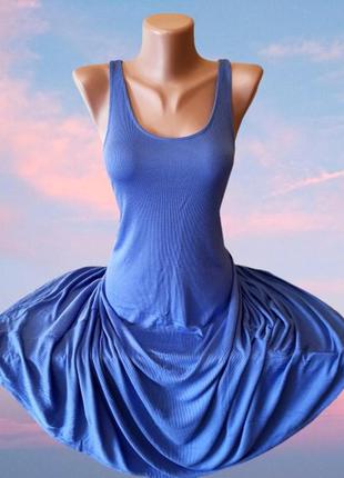Стильный голубой сарафан h&m в стиле boohoo, платье из вискозы...