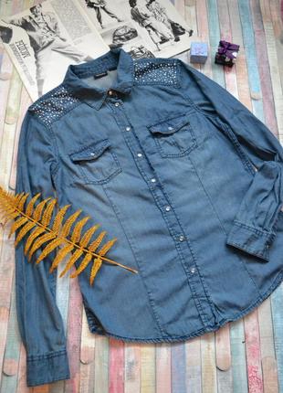 Крутая джинсовая рубашка со стразами esmara