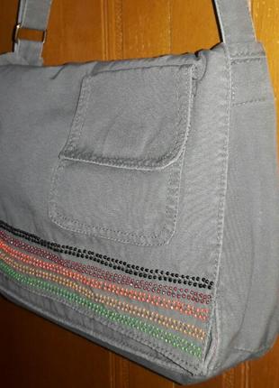 Стильна  сумка через плече колір хакі прикрашена бісером (hand...