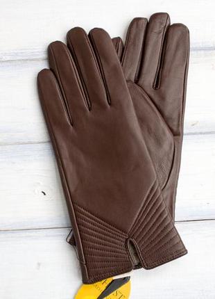 Очень качественные перчатки из натуральной кожи коричневые