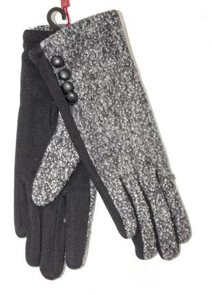 Женские стрейчевые перчатки комбинированые