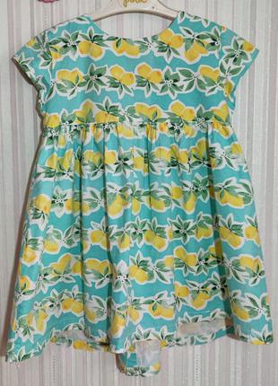 Летнее платье с принтом лимонов р. 3-4 года