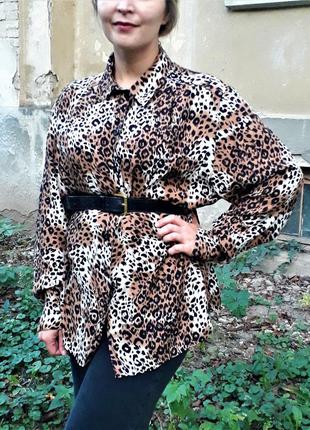 Блуза рубашка с леопардовым принтом