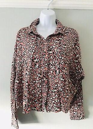 Вискозная блузка рубашка primark принт леопард