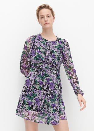Красивое короткое шифоновое платье с цветочным узором размер: ...