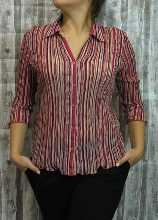 Винтажная блуза с  рукавом 3/4 в рубчик 14 размер одежда по до...