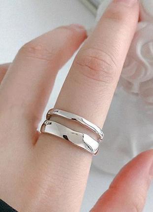 Двойное кольцо серебро 925 покрытие минималистичное колечко ка...