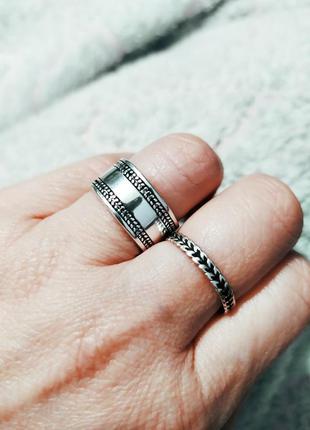 Широкое кольцо серебро 925 покрытие стильное колечко минимализм