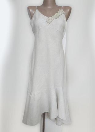 Платье сарафан из 💯 % льна с ассиметричным низом