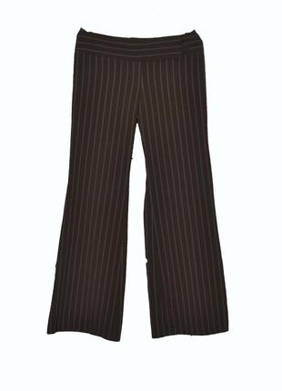 Стильные коричневые широкие брюки/кюлоты/палаццо в полоску uk12