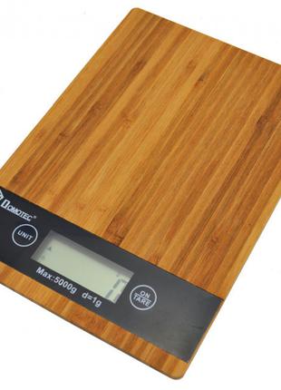 Электронные весы кухонные деревянные Domotec MS-A с LCD дисплеем