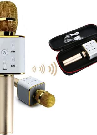 Портативный Bluetooth микрофон-караоке Q7 MS + чехол Золотой