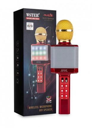 Микрофон караоке WSTER WS-1828 c LED подсветкой (4 Голоса/USB/...