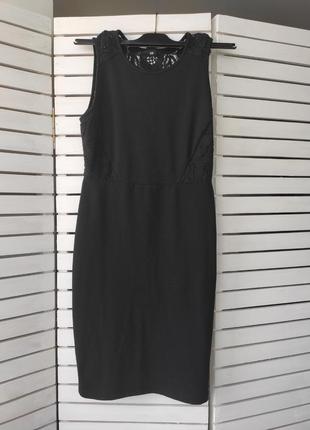 Платье h&m чёрное с кружевом на спине 44 46 трикотажное