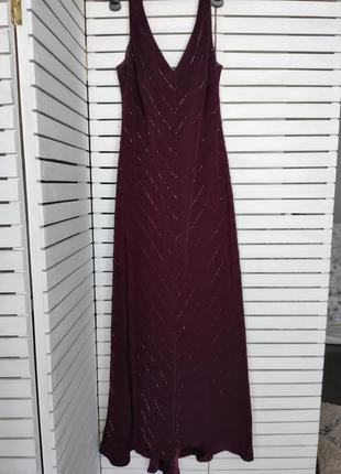 Бордовое фиолетовое платье 48 размер длинное нарядное вечернее